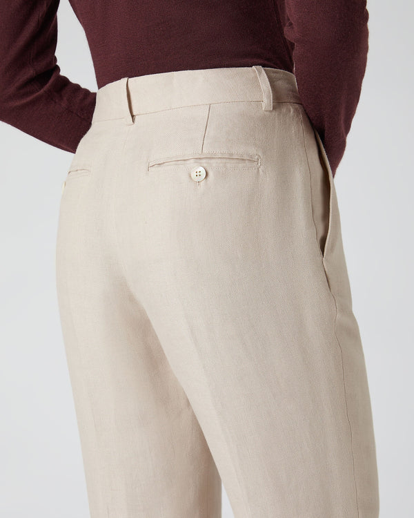 N.Peal Women's Harper Crop Linen Trouser Oat Brown