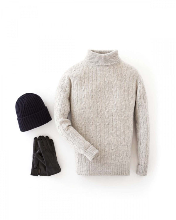 N.Peal 007 Cable Roll Neck Cashmere Jumper Fumo Grey
