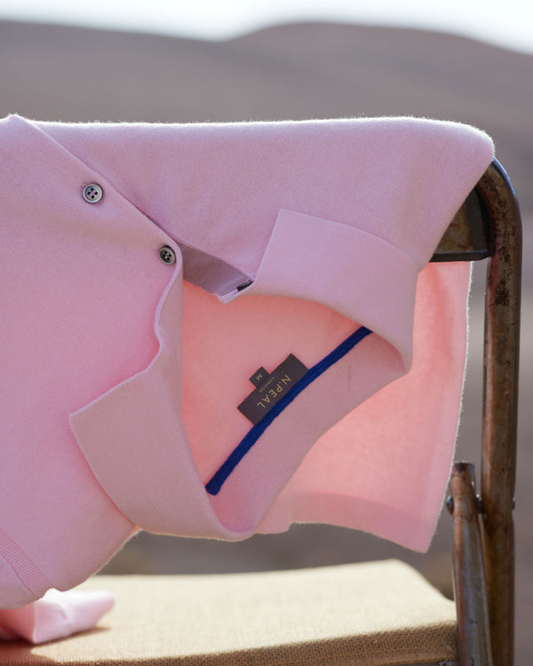 Men's Polzeath Cotton Cashmere Polo T-Shirt Spring Pink