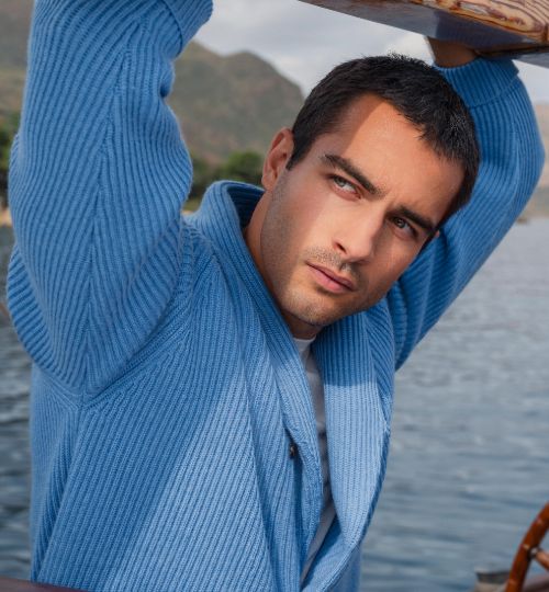 Men's Kensington Cashmere Cardigan Provence Blue