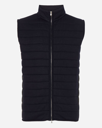 N.Peal Men's Smithfield Fine Gauge Cashmere Padded Gilet Navy Blue