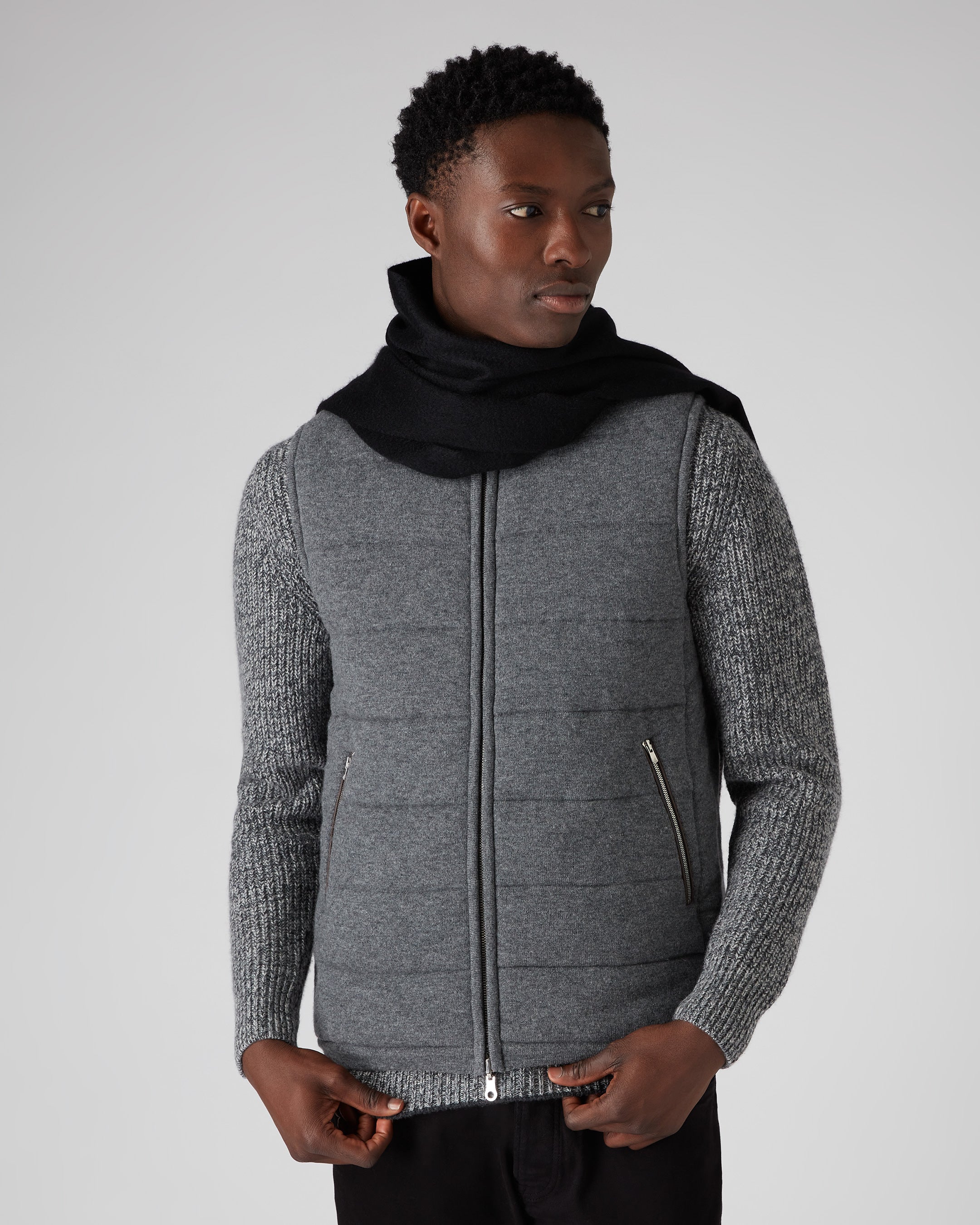 Unisex Large Woven Cashmere Scarf Black | N.Peal