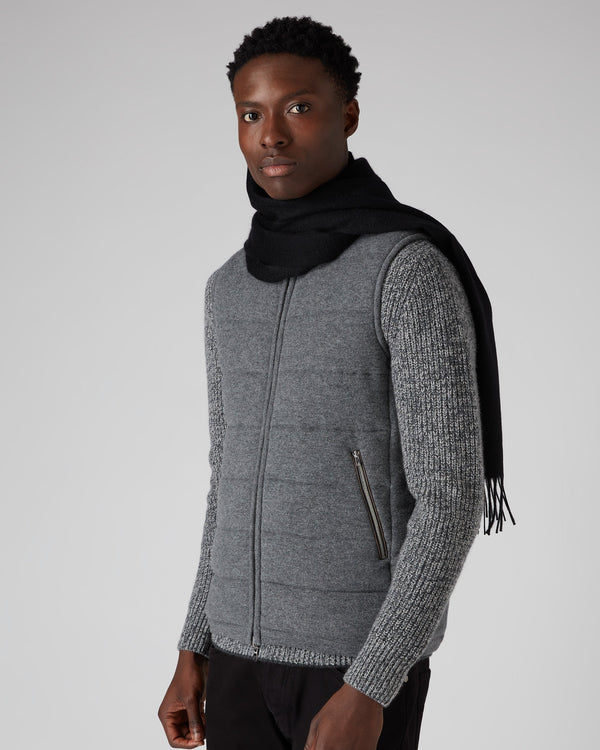 N.Peal Unisex Large Woven Cashmere Scarf Black