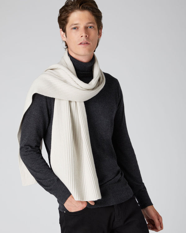 Unisex Short Ribbed Cashmere Scarf 5