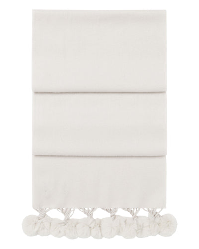 N.Peal Women's Fur Bobble Woven Cashmere Scarf Snow Grey