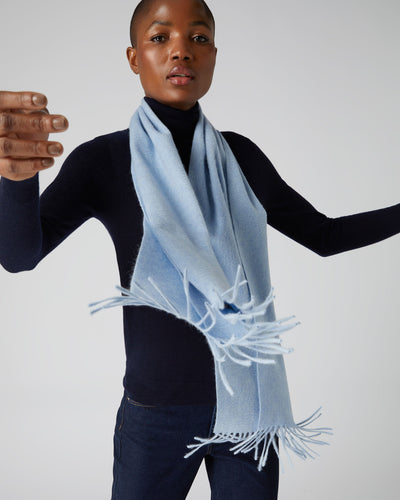 N.Peal Unisex Woven Cashmere Scarf Cornflower Blue