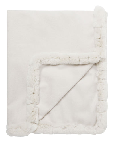 N.Peal Women's Fur Trim Woven Cashmere Shawl Snow Grey