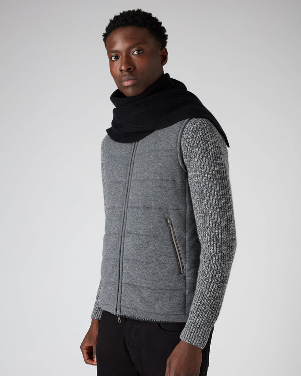 N.Peal Unisex Ribbed Cashmere Scarf Black