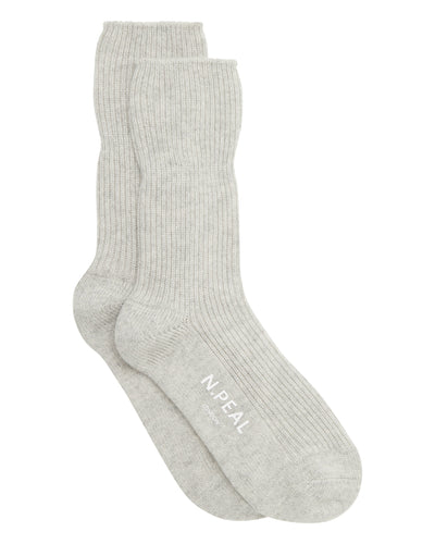 N.Peal Unisex Cashmere Rib Bed Socks Fumo Grey