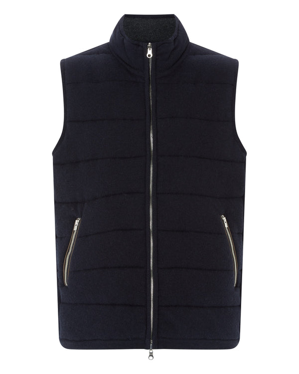 N.Peal Men's Mall Cashmere Gilet Navy Blue