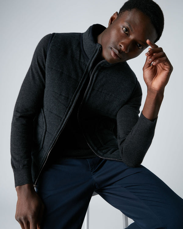 N.Peal Men's Mall Cashmere Gilet Navy Blue