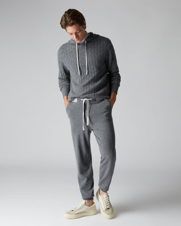 N.Peal Men's Brompton Cashmere Jogger Elephant Grey