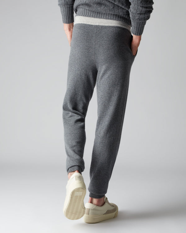 N.Peal Men's Brompton Cashmere Jogger Elephant Grey