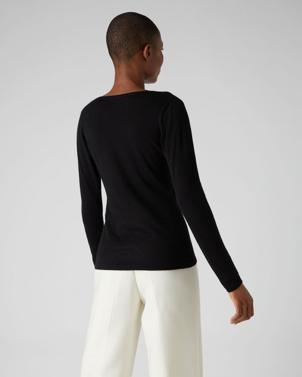 N.Peal Women's Imogen Superfine Cashmere V Neck Jumper Black