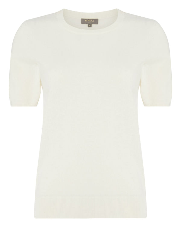 N.Peal Women's Milly Classic Cashmere T-Shirt New Ivory White