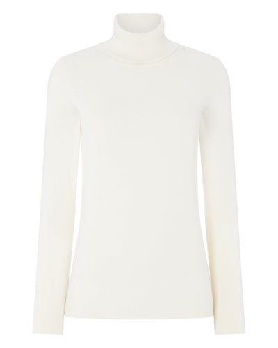 N.Peal Women's Luna Roll Neck Cashmere Jumper New Ivory White
