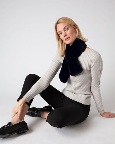 N.Peal Women's Fur Neck Warmer Navy Blue