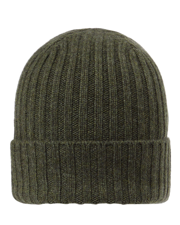 N.Peal Unisex Chunky Ribbed Cashmere Hat Moss Green