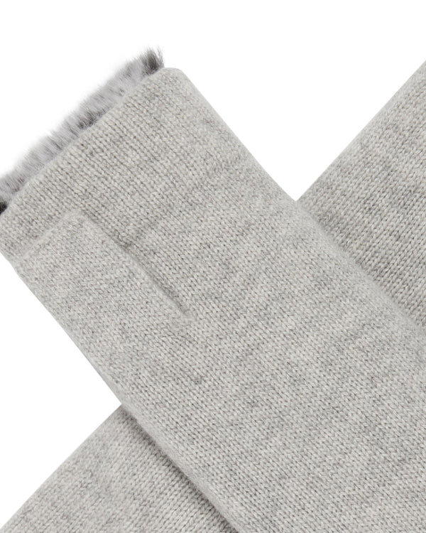 N.Peal Unisex Fur Lined Fingerless Cashmere Gloves Fumo Grey