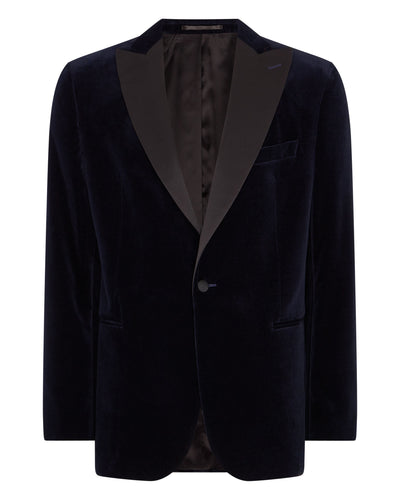 N.Peal Men's Woven Tux Jacket Midnight Navy Blue