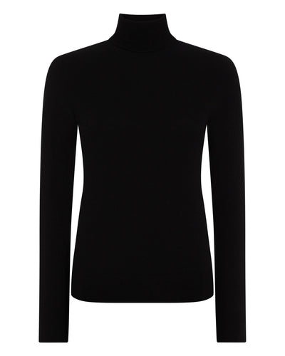 N.Peal Women's Margot Superfine Cashmere Roll Neck Jumper Black