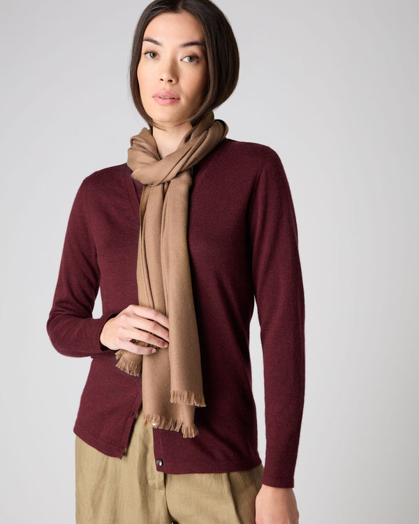 N.Peal Women's Pashmina Cashmere Stole Dark Tan Brown