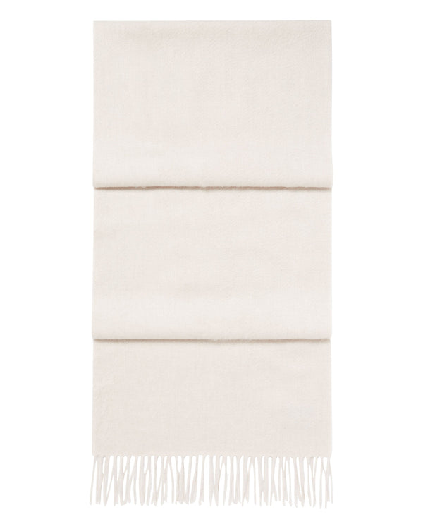 N.Peal Unisex Large Woven Cashmere Scarf Ecru White