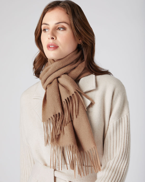 N.Peal Unisex Woven Cashmere Scarf Dark Tan Brown