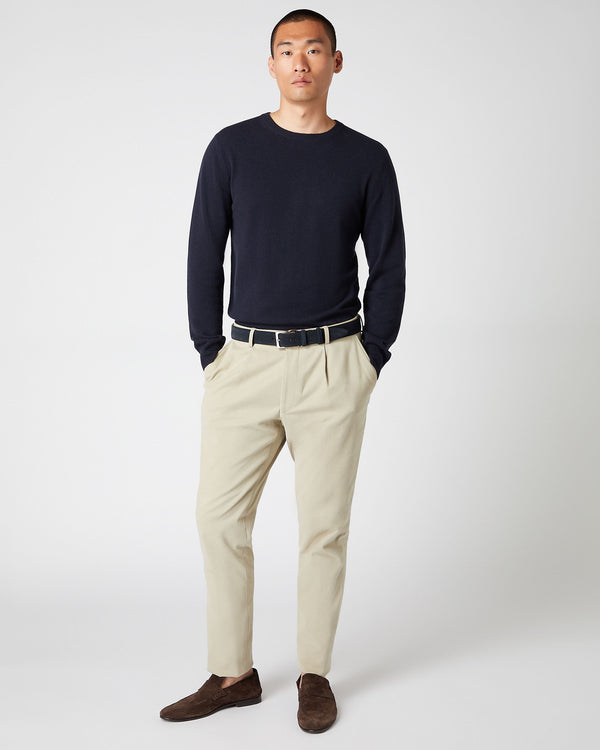 N.Peal Men's Suede Belt Navy Blue