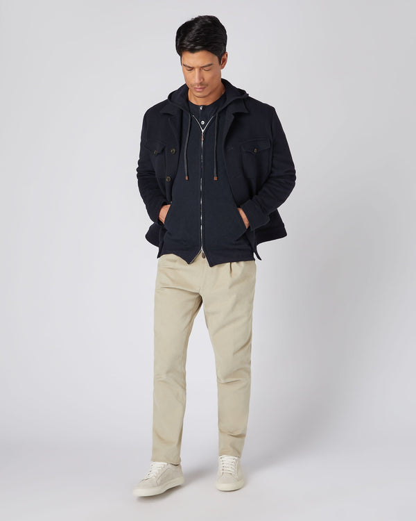 N.Peal Men's Ladbroke Cashmere Hoodie Navy Blue