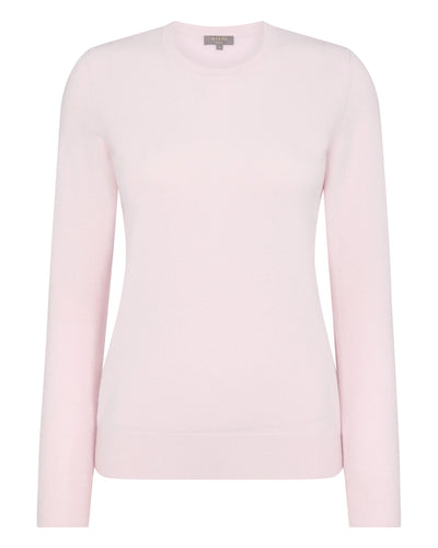 N.Peal Women's Evie Classic Round Neck Cashmere Jumper Quartz Pink