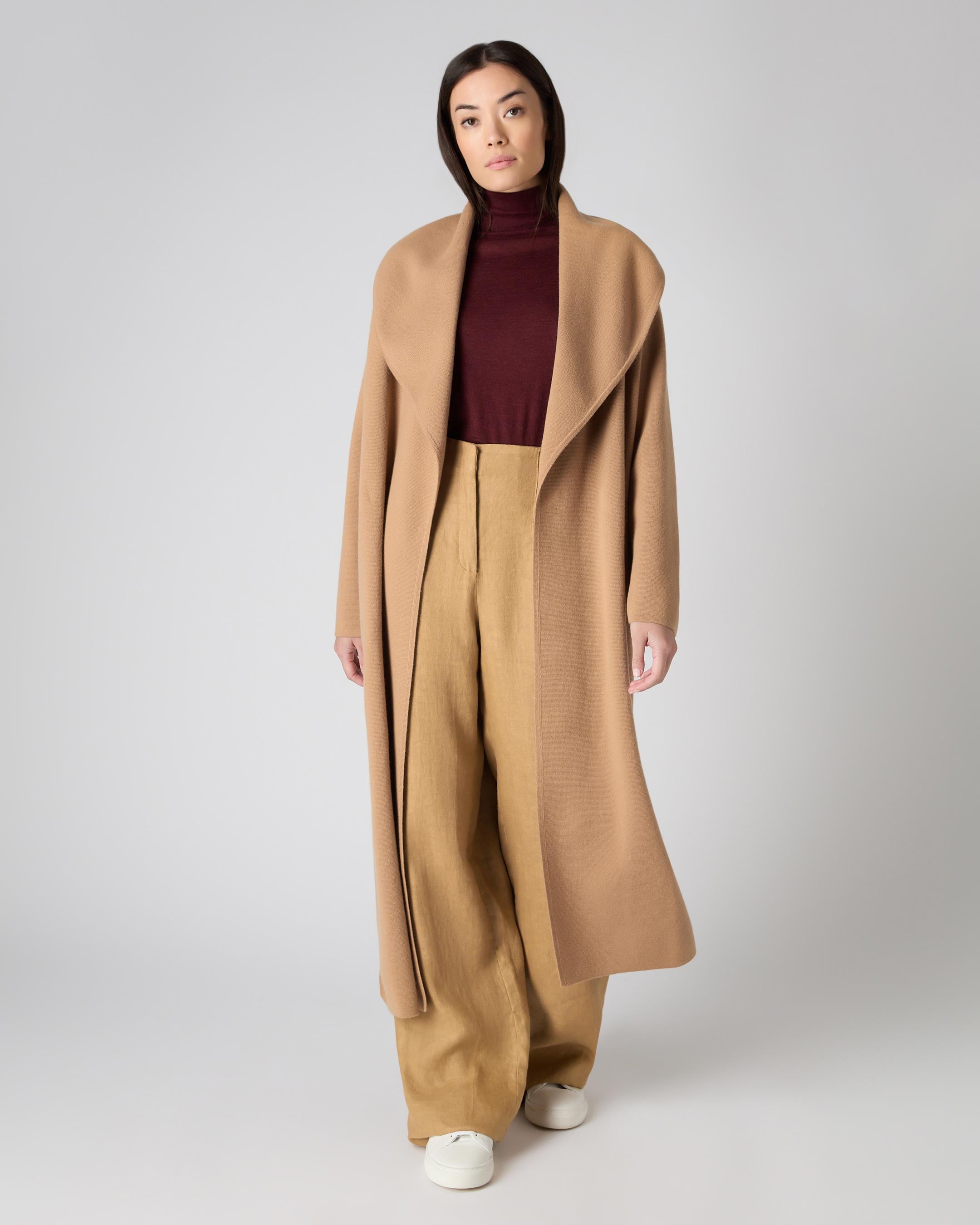 Women's Shawl Collar Cashmere Coat Sahara Brown | N.Peal