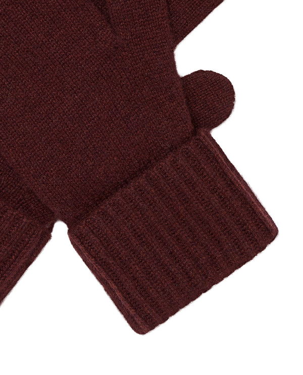 N.Peal Women's Ribbed Cashmere Gloves Claret Red