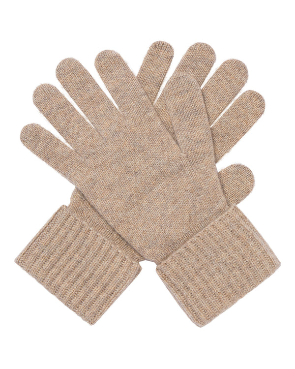 N.Peal Women's Ribbed Cashmere Gloves Oatmeal Brown