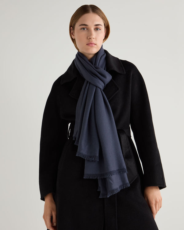 N.Peal Women's Pashmina Cashmere Shawl Caviar Blue