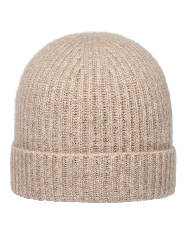 N.Peal Unisex Ribbed Cashmere Hat Oatmeal Brown