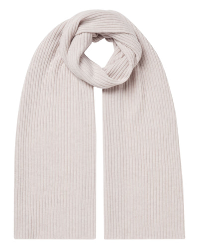 N.Peal Unisex Short Ribbed Cashmere Scarf Frost White