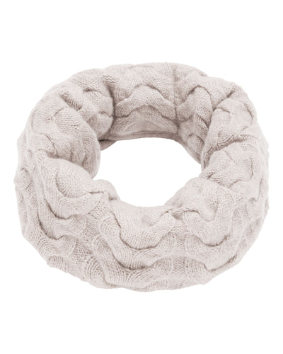 N.Peal Unisex Cable Cashmere Snood Frost White