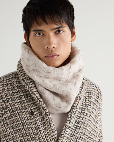 N.Peal Unisex Cable Cashmere Snood Frost White