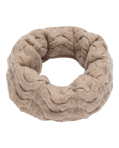 N.Peal Unisex Cable Cashmere Snood Oatmeal Brown