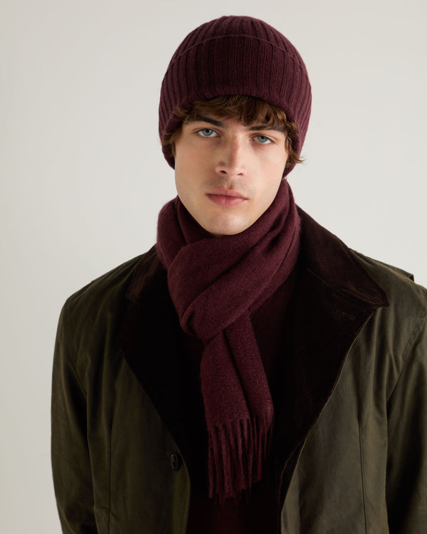 N.Peal Unisex Woven Cashmere Scarf Claret Red