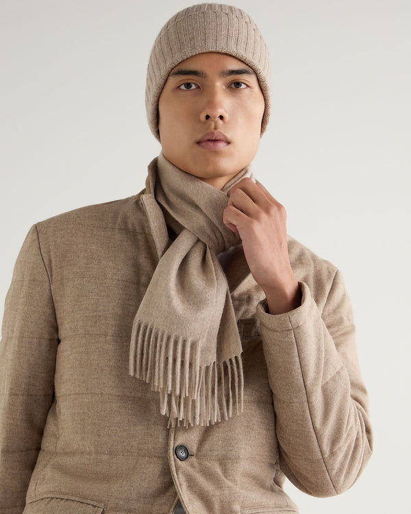 N.Peal Unisex Woven Cashmere Scarf Oatmeal Brown