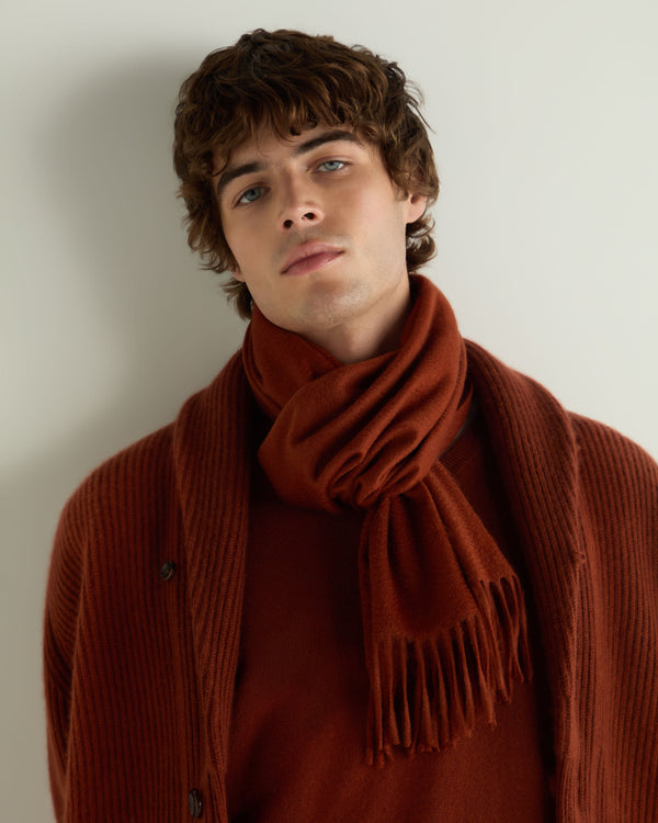 N.Peal Unisex Woven Cashmere Scarf Spice Orange