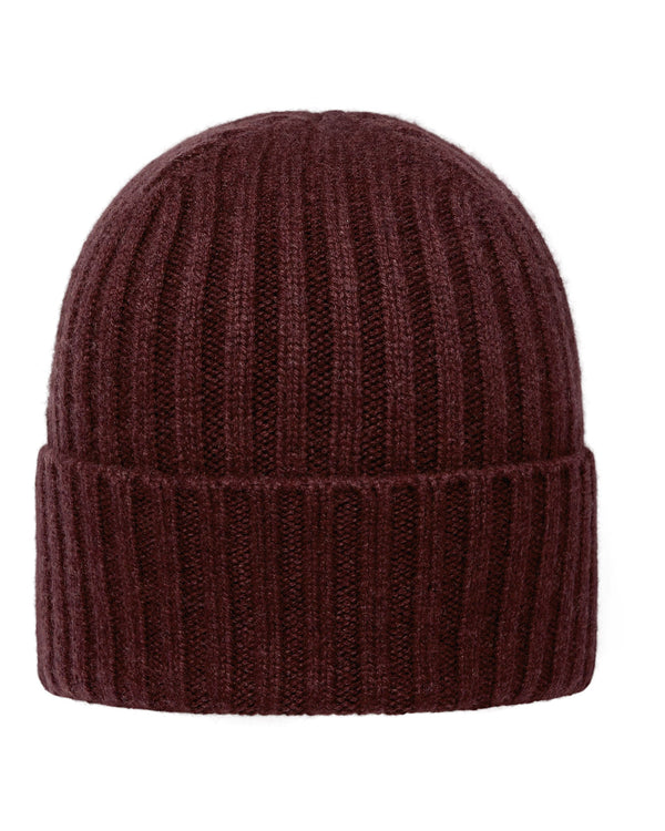 N.Peal Unisex Chunky Ribbed Cashmere Hat Claret Red