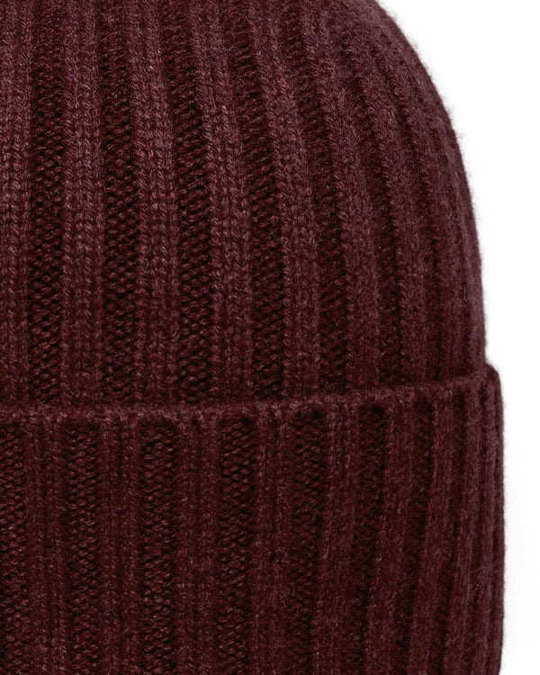 N.Peal Unisex Chunky Ribbed Cashmere Hat Claret Red