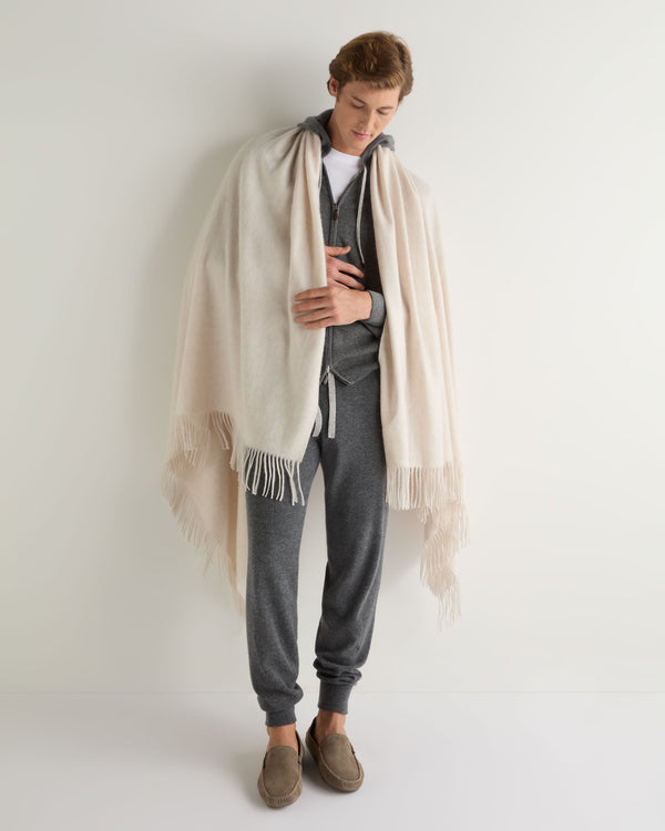 N.Peal Unisex Woven Cashmere Blanket Frost White