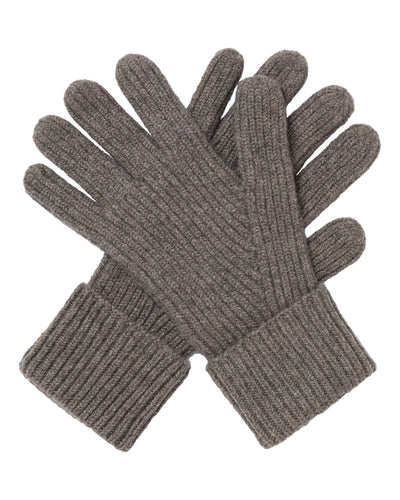 N.Peal Men's Ribbed Cashmere Gloves Wood Smoke Brown