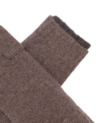 N.Peal Unisex Fur Lined Fingerless Cashmere Gloves Biscotti Brown