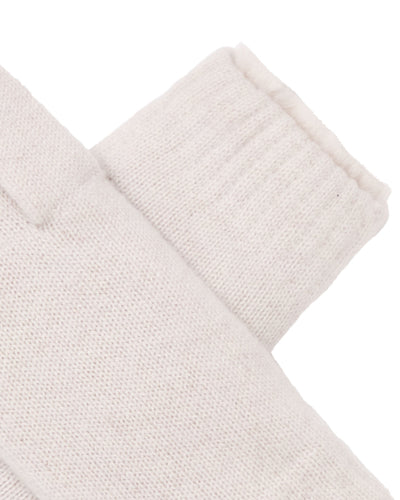 N.Peal Unisex Fur Lined Fingerless Cashmere Gloves Frost White