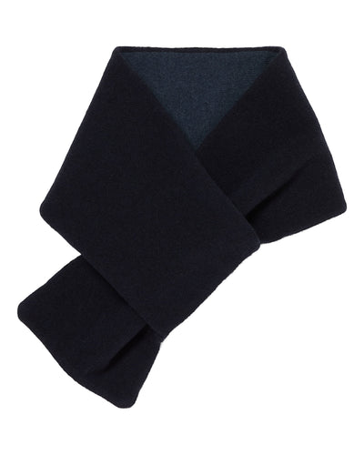 N.Peal Men's Two Tone Small Cashmere Scarf Navy Blue + Caviar Blue